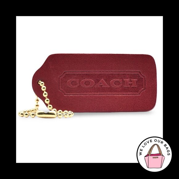 2.25" VINTAGE COACH Red Glovetanned Leather Fob Bag Charm Keychain Hang Tag - Picture 1 of 2